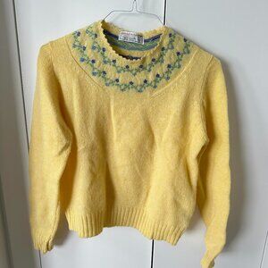 Braemar International Scottish Shetland 100% Wool Floral Sweater Women's Size 40